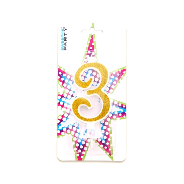 Candelina Glitter Oro Numero 3 