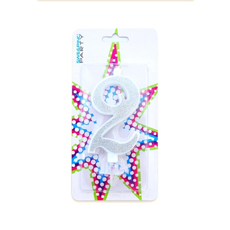 Candelina Glitter Argento Numero 2 