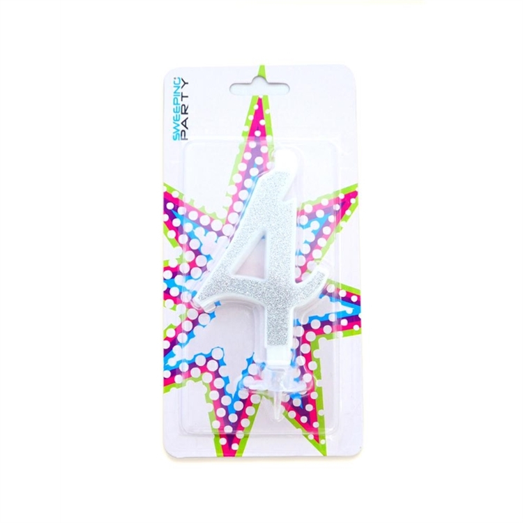 Candelina Glitter Argento Numero 4 