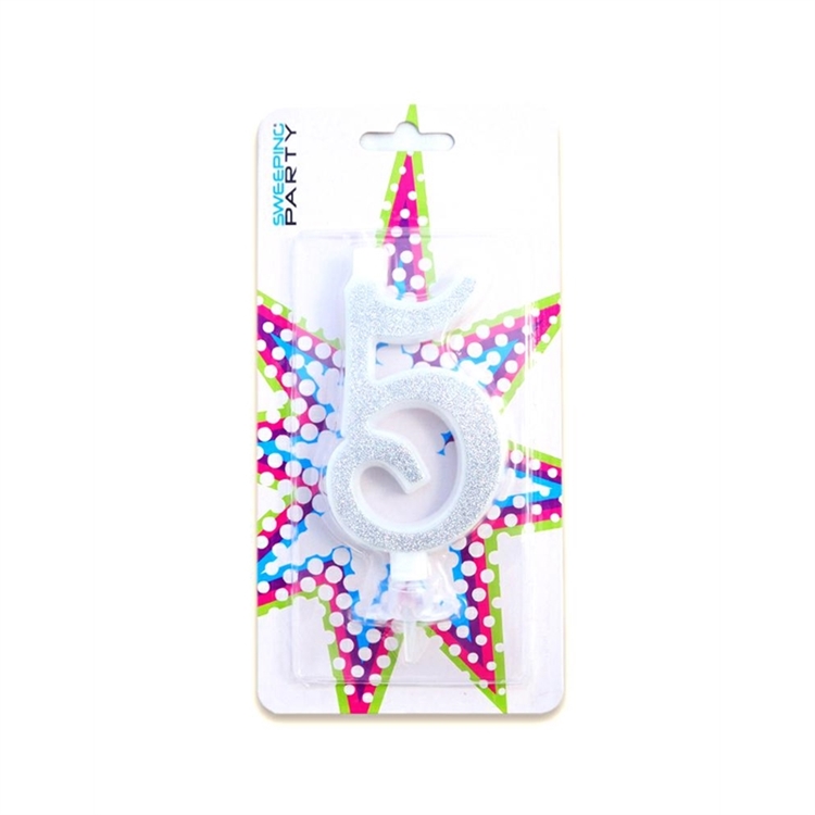 Candelina Glitter Argento Numero 5 