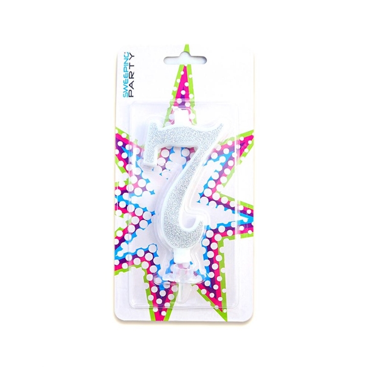 Candelina Glitter Argento Numero 7 