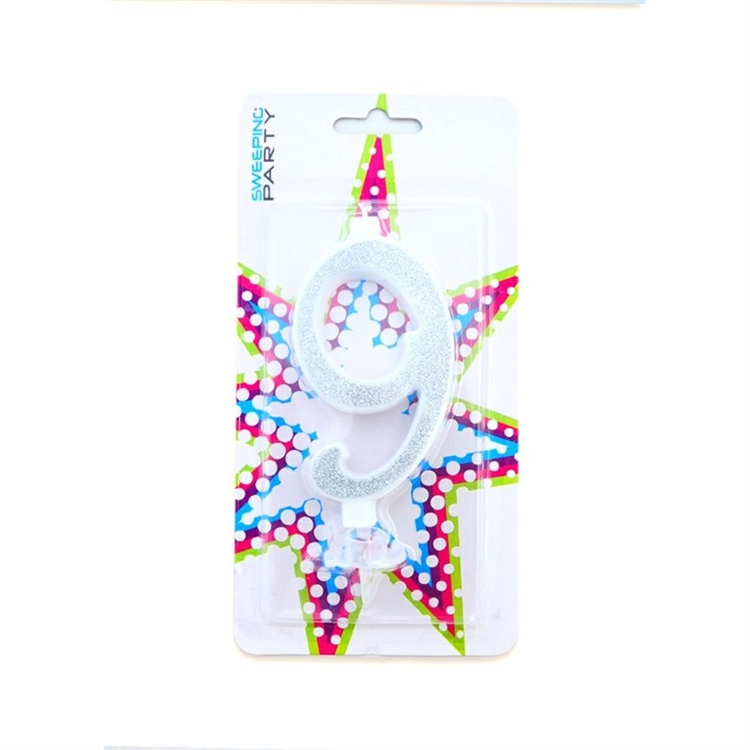 Candelina Glitter Argento Numero 9 