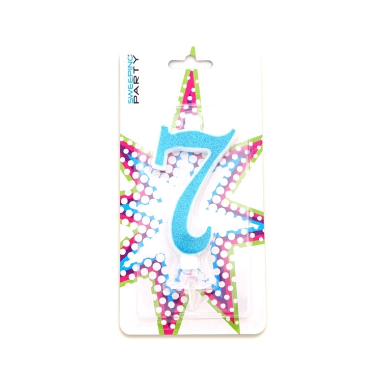 Candelina Glitter Blu Numero 7 
