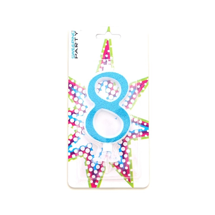 Candelina Glitter Blu Numero 8 