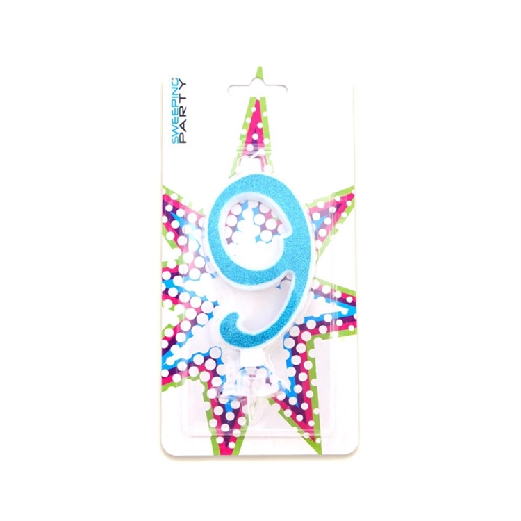 Candelina Glitter Blu Numero 9