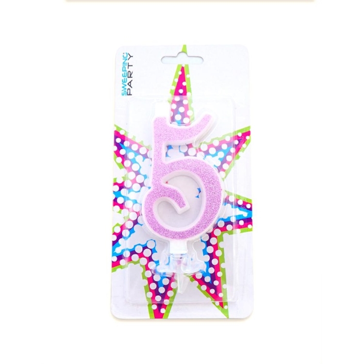 Candelina Glitter Fuxia Numero 5
